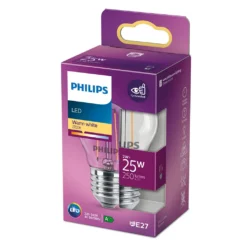 Philips LED Lampe Ersetzt 25W, E27 Tropfenform P45, Klar, Warmweiß, 250 Lumen, Nicht Dimmbar, 1er Pack