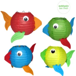 Laternen Bastelset Fische Vorgedruckt, 4 Stück