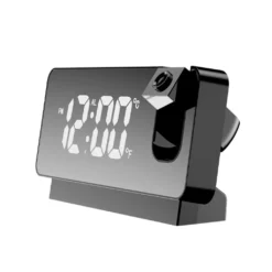 Projektorwecker Für Schlafzimmer, Digitalwecker Mit 0-100% Dimmer Und 2 USB-Ladeanschlüssen, 180° Drehbarer Projektor, Doppelwecker, Snooze, Klares LED-Display, Digitaluhr Für Vielschläfer, Schwarz