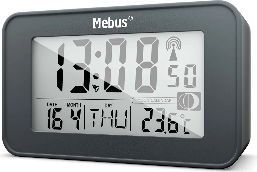 Mebus Digitaler Funkwecker Mit Mondkalender, Beleuchtung, Innenthermometer, 2 Weckzeiten, Schlummer-Funktion - Image 6