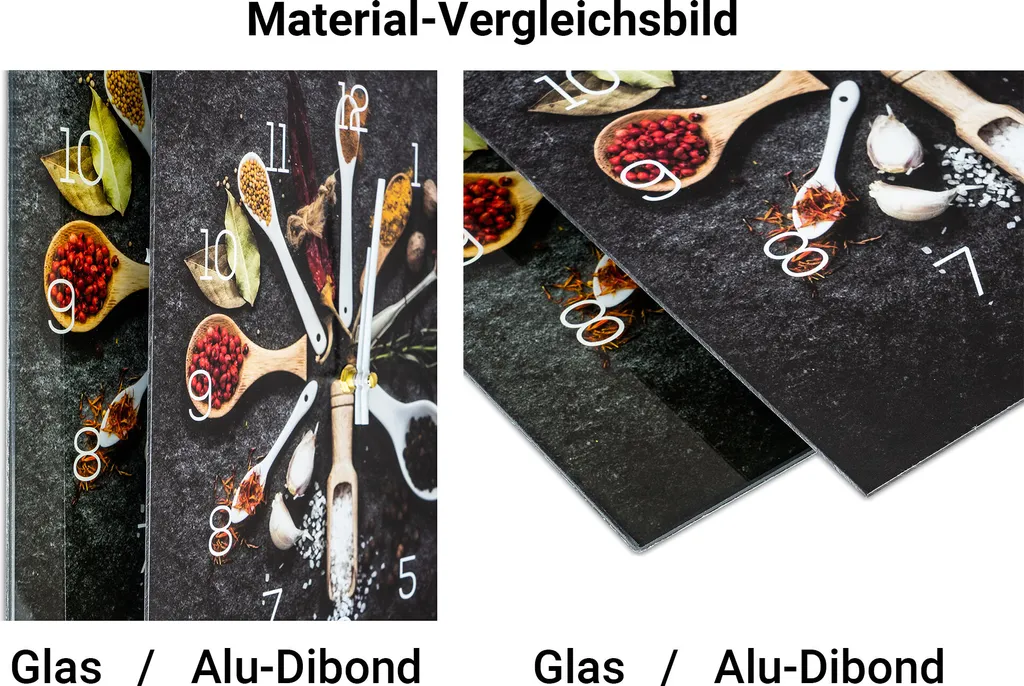 Wanduhr Glas 30x30cm Kaffee Braun Glasuhr Uhr Glasbild Küche Deko Coffee Cafe - Image 5