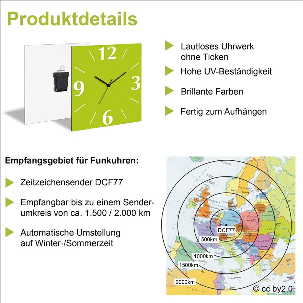 ARTland Wanduhr Auf Alu Quarzuhr - Silberne Zeiger Schieferoptik Größe: 30x30 Cm - Image 4