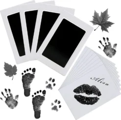 Pfotenabdruck Set Hund & Katze, 4 Pcs Handabdruck Baby Hundepfoten Abdruck Machen, Paw Print Stamp Pad, Fussabdruck Baby Stempelkissen, Baby Fußabdruck, Pfotenabdruck-Set,Baby Tintenabdruckset