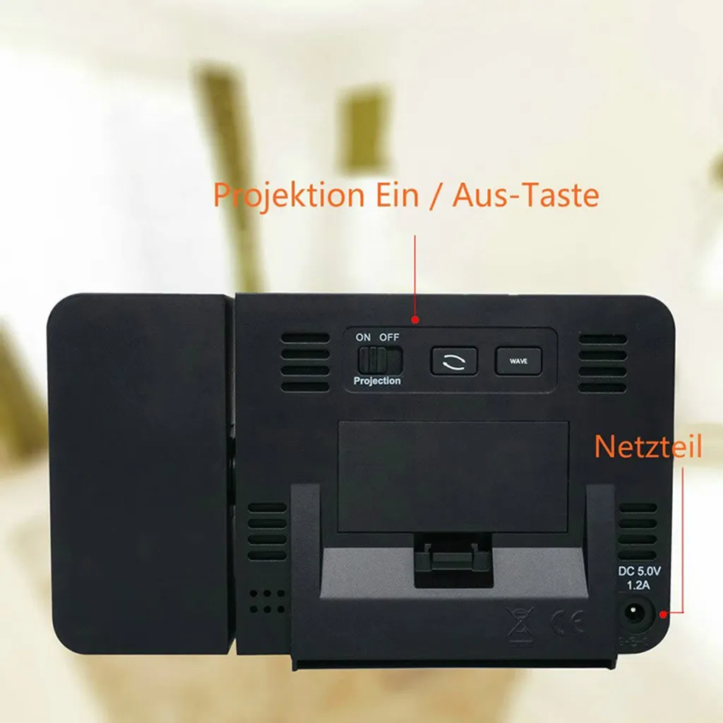 Projektionswecker Für Schlafzimmer, Digitaler Wecker Mit Großer LED-Anzeige Und Dimmer, 180 °Projektor, USB-Ladegerät, 12/24 H, Sommerzeit, Schlummer, Schreibtischwand-Deckenuhr Für ältere Kinder - Image 4