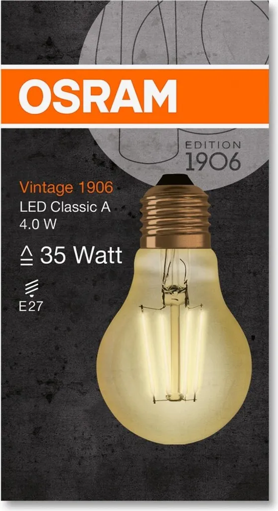Osram LED Leuchtmittel Vintage 1906 E27 4W Warmweiß, Amber - Image 3