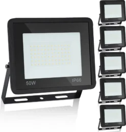 Lospitch 5X LED Fluter Flutlicht Strahler 50W Scheinwerfer Baustrahler Außen Lampe IP65 Kaltweiß