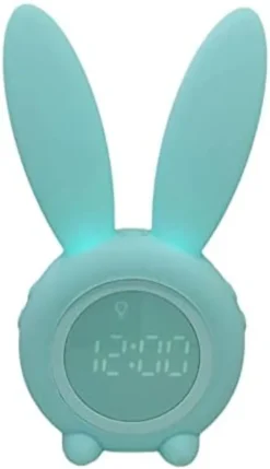Bunny Lichtwecker Für Kinder, Hase, Süßer Hase, Wecker, Wecklicht, Kreative Lampe, Stilles Nachtlicht, Schlummerfunktion, 6 Laute Geräusche, Zeitgesteuertes Nachtlicht (grün)