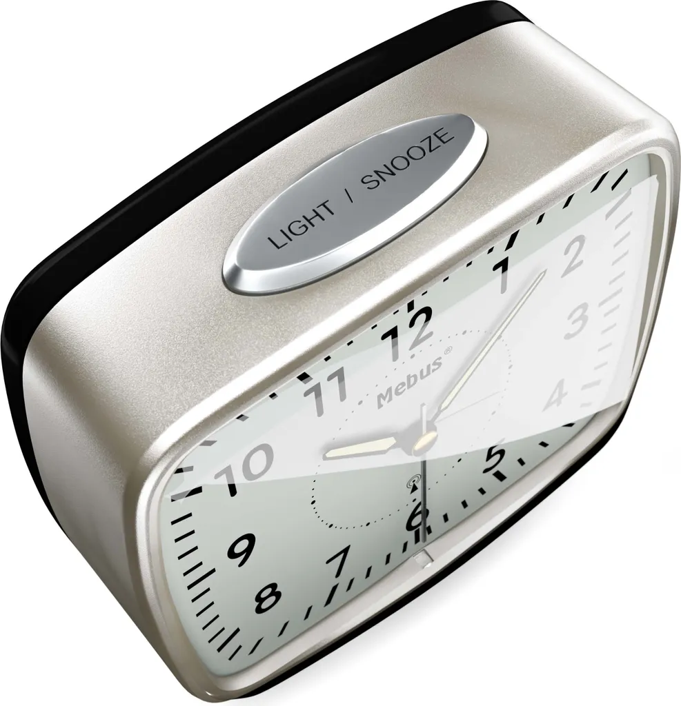 Mebus Funk-Wecker Im Retro-Design / Wecker Stellt Sich Automatisch Auf Sommer Und Winter-Zeit Ein, Designklassiker / Farbe: Silbergrau / Modell: 25362 - Image 5