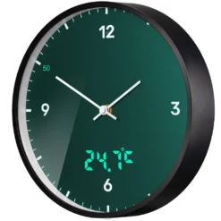 BRESSER MyTime LEDsec Wanduhr 24 Cm Mit Temperaturanzeige Farbe: Petrol