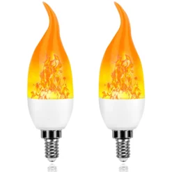 2 Stück E14 LED Flammen Flacker Glühbirne Flammenlicht Kerzenlampe 3 Beleuchtungsmodi Atmosphäre Deko