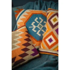 Vervaco Kreuzstichkissen "Kelim-Motive III", Stickbild Vorgezeichnet, 40x40cm