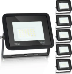 Lospitch 5X LED Fluter Flutlicht Strahler 20W Scheinwerfer Baustrahler Außen Lampe IP65 Kaltweiß