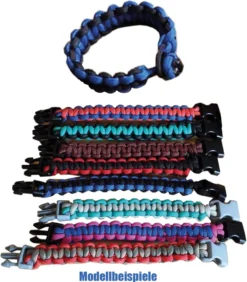 TE-Trend Paracord Seil Set 19-teilig Parachute Fallschirm Kernmantel Seil Bastelset Steckschliesser Armband Schlüsselanhänger