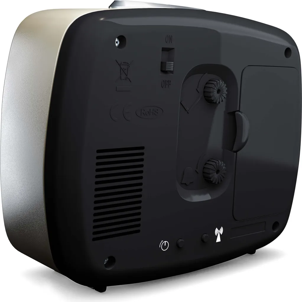 Mebus Funk-Wecker Im Retro-Design / Wecker Stellt Sich Automatisch Auf Sommer Und Winter-Zeit Ein, Designklassiker / Farbe: Silbergrau / Modell: 25362 - Image 3