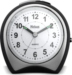 Mebus Lautloser, Extragroßer Quarz-Wecker Ohne Ticken, Mit Beleuchtung, Gut Lesbarem Zifferblatt, Großer Schalter Für Alarm