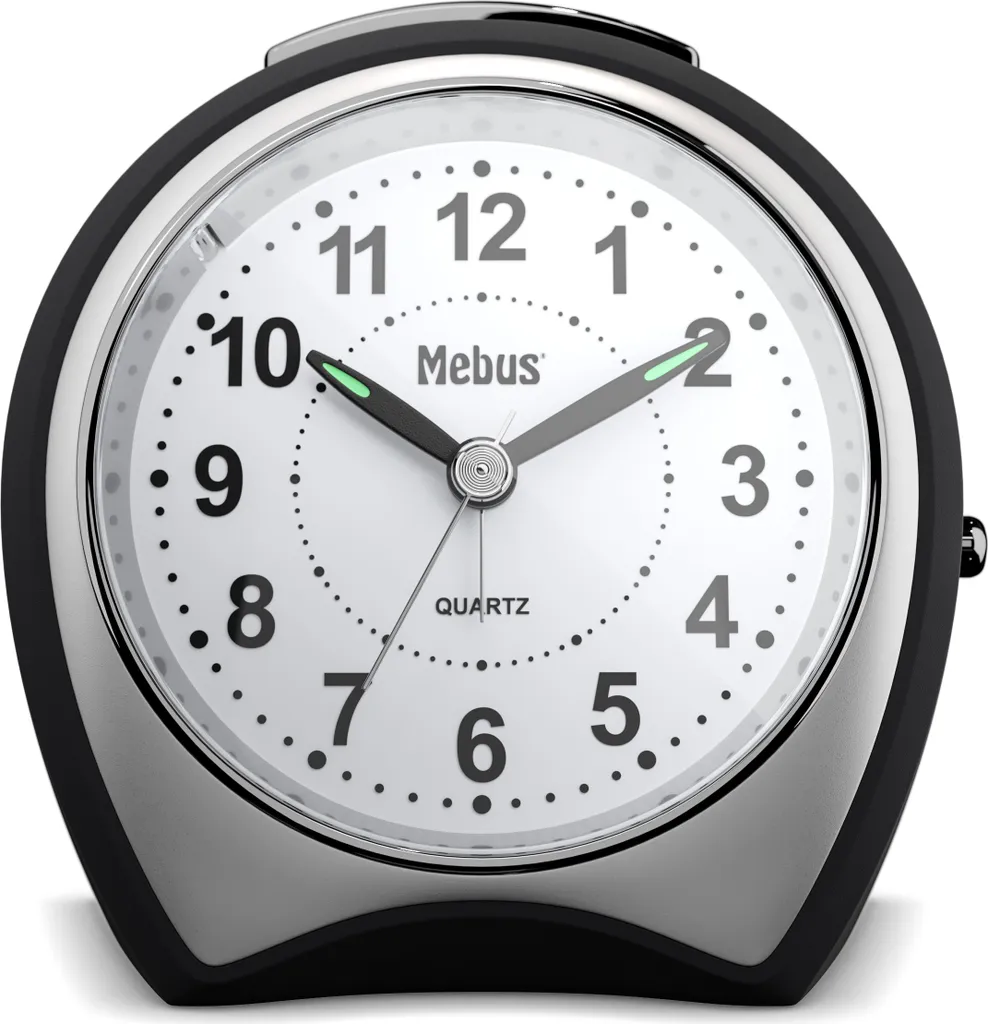 Mebus Lautloser, Extragroßer Quarz-Wecker Ohne Ticken, Mit Beleuchtung, Gut Lesbarem Zifferblatt, Großer Schalter Für Alarm