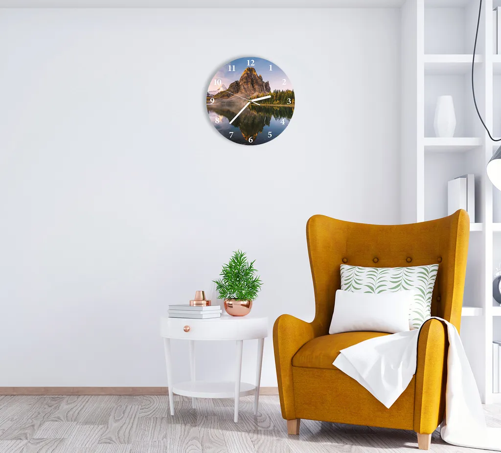 Wanduhr EINSAMER BERG Küchenuhr LEISE Wohnzimmeruhr DEKO Badezimmeruhr RUND 30 Cm - Image 2