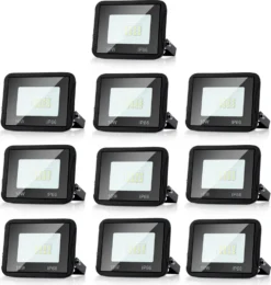 Lospitch 10X LED Fluter Flutlicht Strahler 10W Scheinwerfer Baustrahler Außen Lampe IP65 Warmweiß