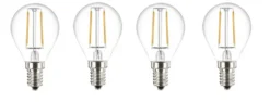 4 X Attralux LED Glühbirne Filament Tropfen P45 2,1W=25W E14 2700K WarmWhite 250lm