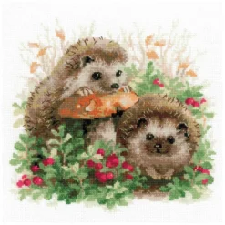 Riolis Kreuzstich Set "Igel In Lingonberries" 25x25cm, Zählmuster