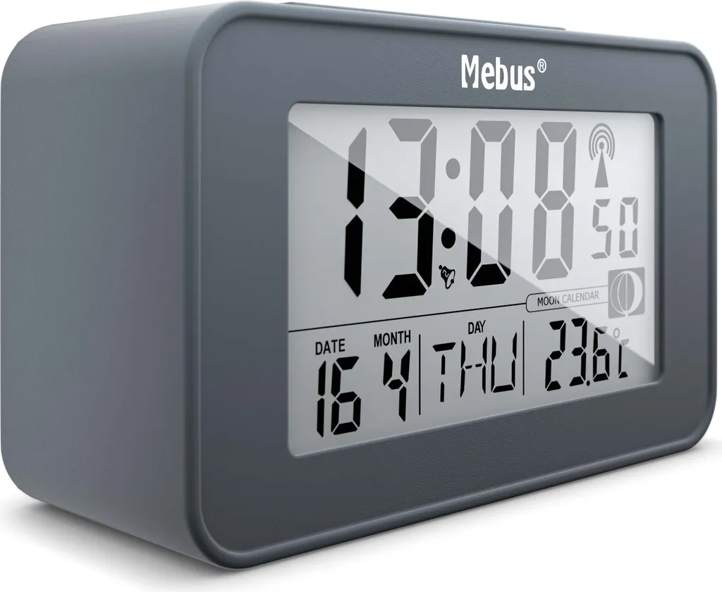 Mebus Digitaler Funkwecker Mit Mondkalender, Beleuchtung, Innenthermometer, 2 Weckzeiten, Schlummer-Funktion - Image 2