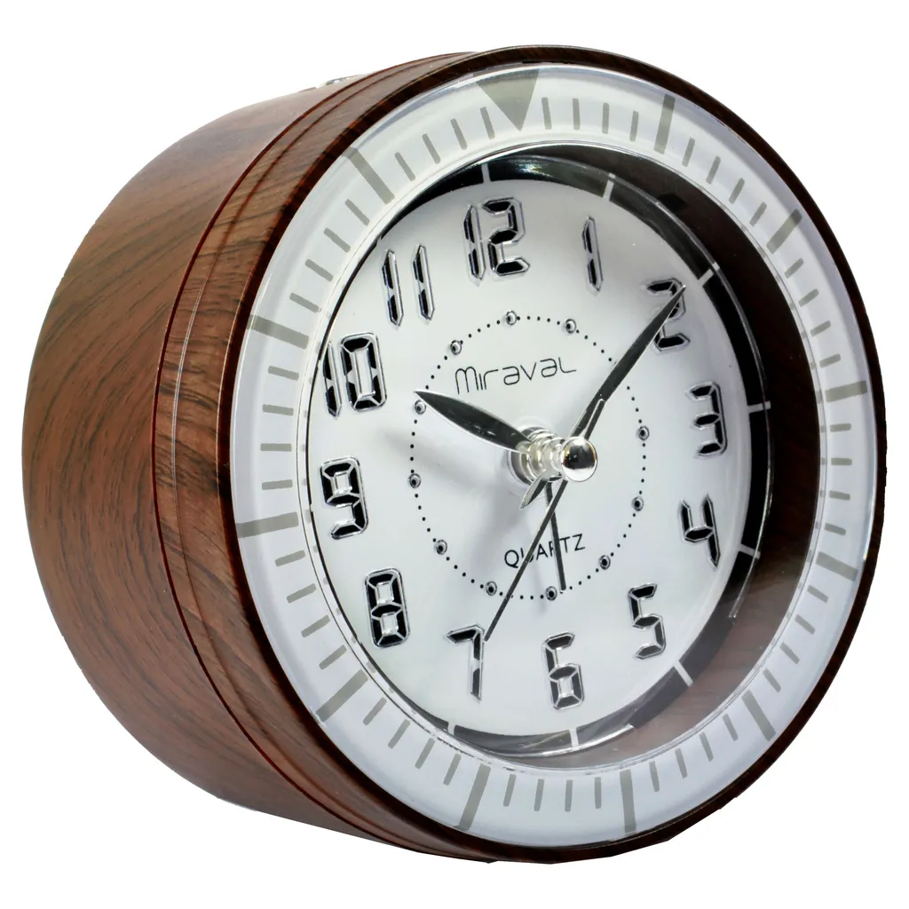 Miraval Quarzwecker Holzoptik Lautlos Kein Ticken Snooze Und Licht-Funktion Retro Wecker - 4-ADK0421-4