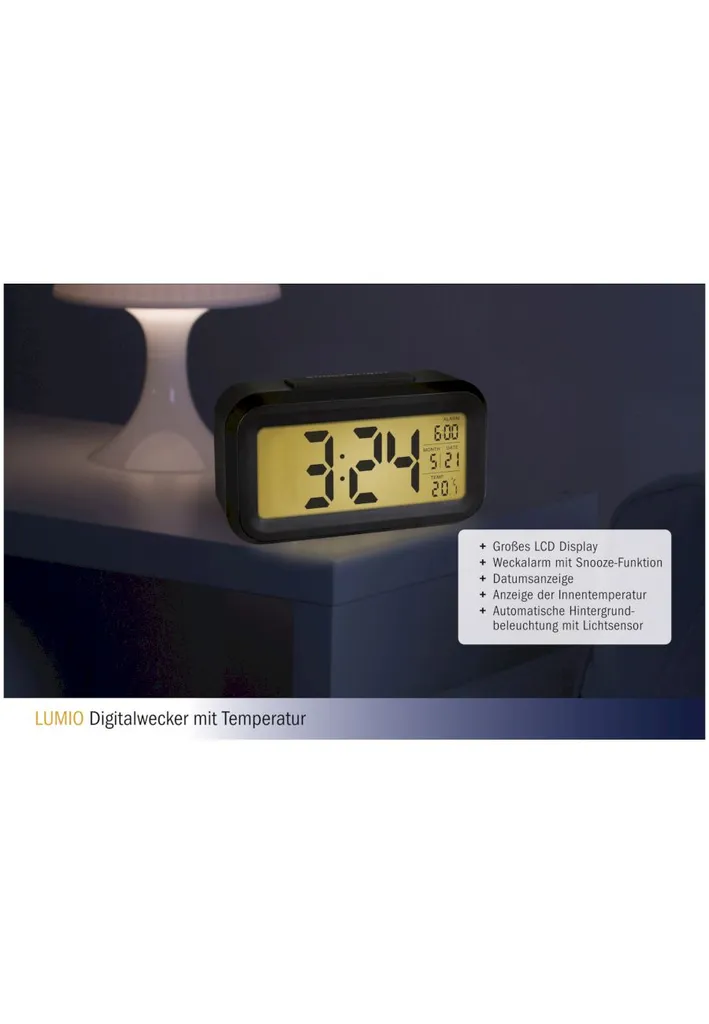TFA Dostmann TFA 60.2018.01 Lumio Digitalwecker Schwarz - Image 3