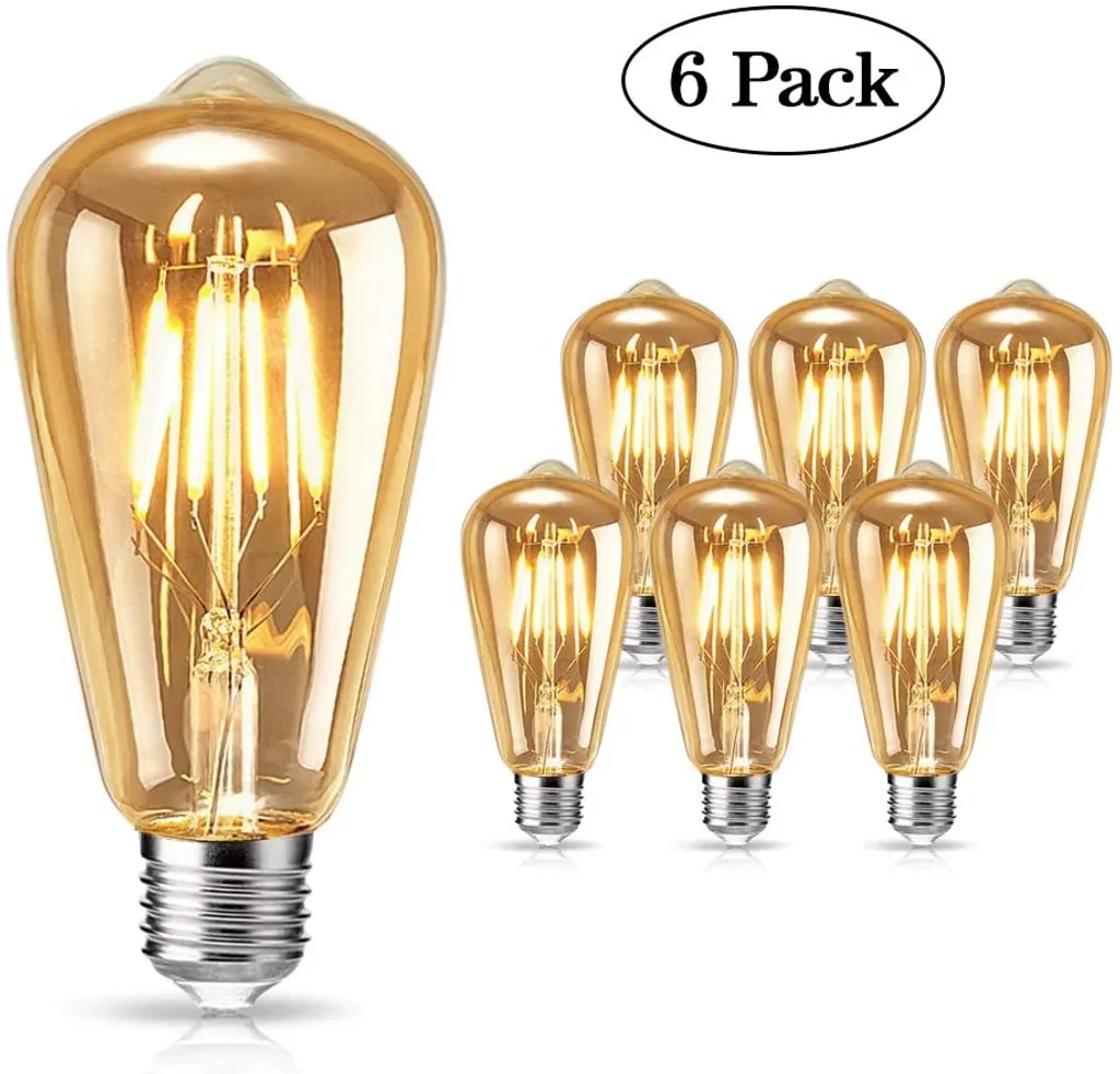 Vintage Glühbirne, LED Glühbirne E27 4W Warm Licht Vintage Antike Glühbirne Retro Filament Lampe Für Nostalgie Und Retro Beleuchtung Im Haus Café Bar Usw - 6 Stück