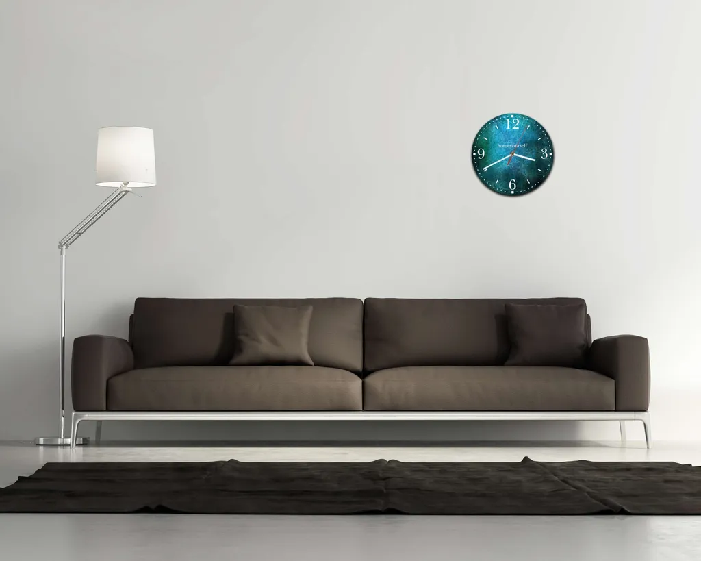 LAUTLOSE Runde Wanduhr Blau Struktur Aus Metall Alu-Verbund Lautlos Uhrwerk Rund Modern Dekoschild Bild 30 X 30cm - Image 2