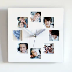 Wackadoo® Fotogalerie Mit Wanduhr Für 8 Fotos, Wanduhr Mit Fotos Bilderuhr Weiß, Wanduhr Mit Foto Fotogalerie Collage Uhr Mit Bilderrahmen