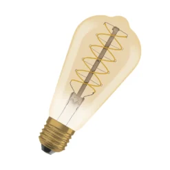 OSRAM Vintage 1906 LED-Lampe Mit Gold-Tönung, 7W, 600lm, Edison-Form Mit 95mm Durchmesser & E27-Sockel, Warmweiße Lichtfarbe, Spiralförmiges Filament, Dimmbar, Bis Zu 15.000 Stunden Lebensdauer