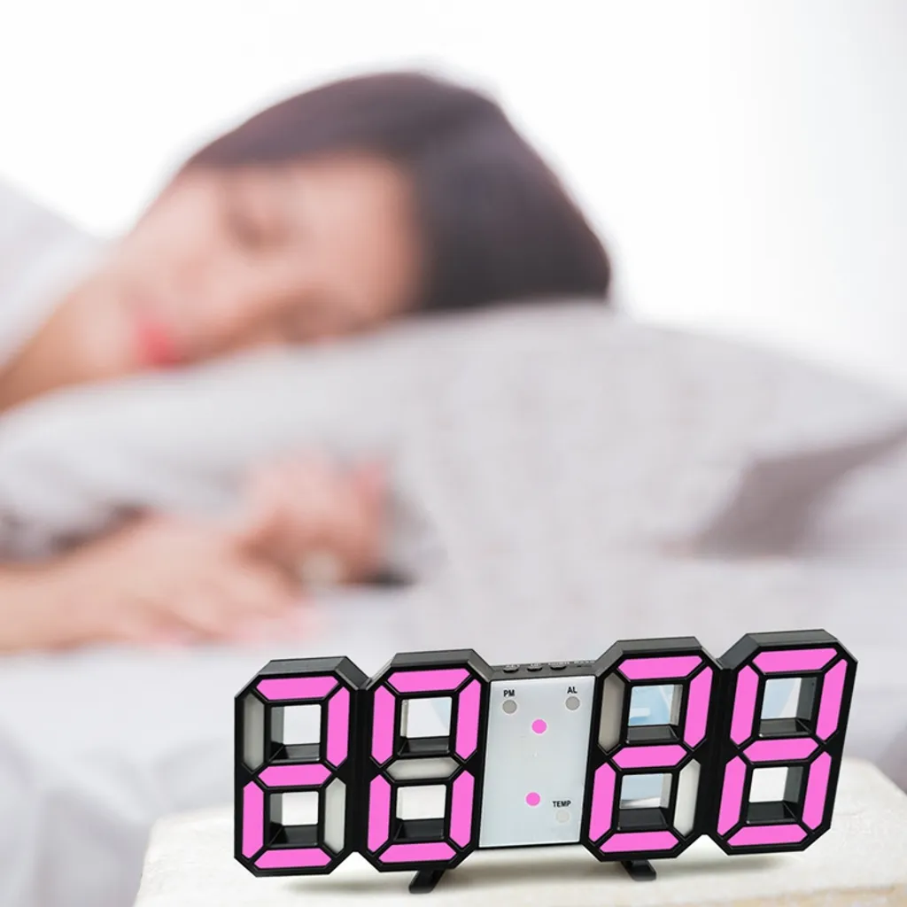 3D LED Digital-Wanduhr, Datum, Uhrzeit, Nachtlicht, Wohnzimmer, Anzeigetisch, Tischuhren, Wecker(weiß,) - Image 4