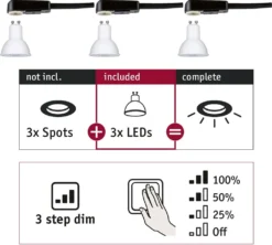 Paulmann EBL Choose 3er GU10 Set 3step Dim 3x6,5W 460lm 2700K 51mm