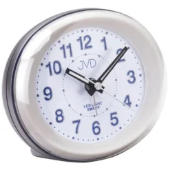 JVD SRP810.12 Wecker Quarz Analog Rund Grau Weiß Leise Ohne Ticken Mit Licht