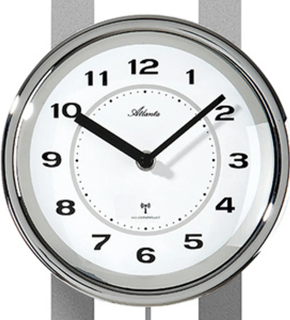 Atlanta 5105/19 Wanduhr Funk Funkwanduhr Mit Pendel Silbern Pendeluhr - Image 3