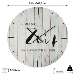 Wanduhr II "Nimm Dir Zeit..." Ø45cm Sinnspruch Uhr Designeruhr Vintage Shabby Chic Batteriebetrieben