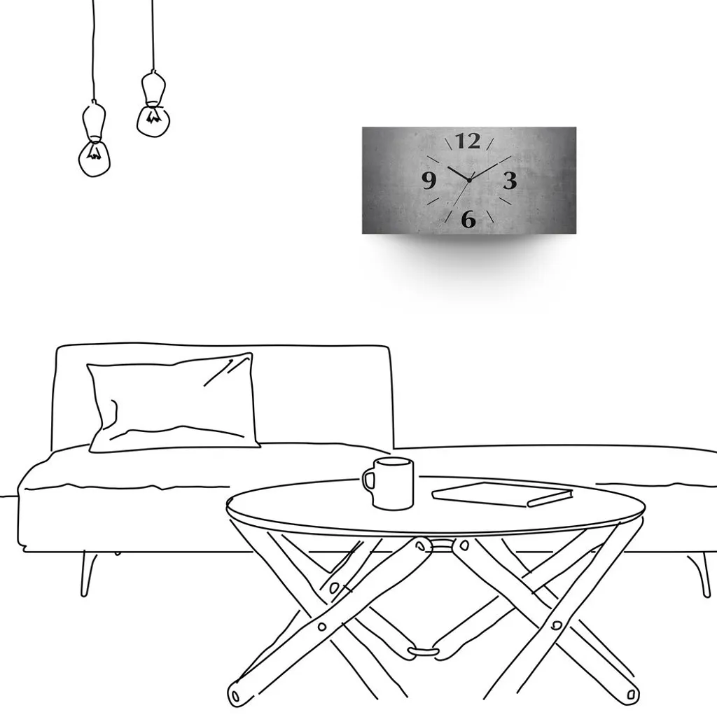 ARTland Wanduhr, Gebogen Quarzuhr - Schwarzer Zeiger Grauer Betonoptik Größe: 60x30 Cm - Image 3
