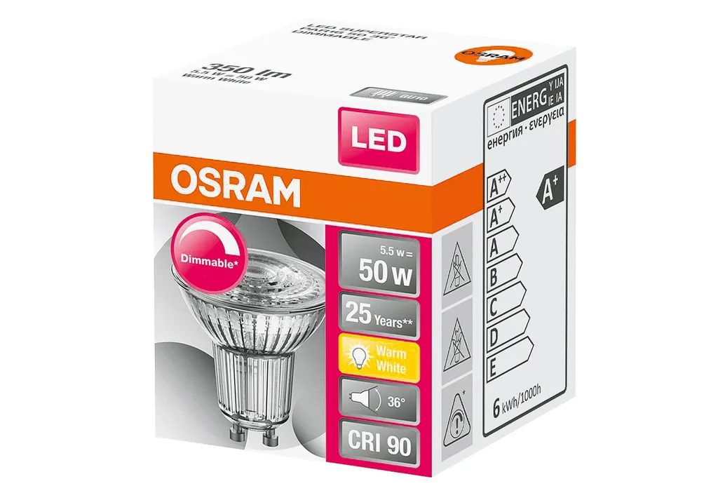 OSRAM Spot PAR16 LED 36 ° Variables Glas - 5,5 W Äquivalent 50 GU10 - Warmweiß - Image 3
