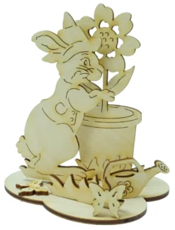 Bastelset Basteln Kinder Erwachsene Holz Osterdeko "Hasenfamilie Gärtner"