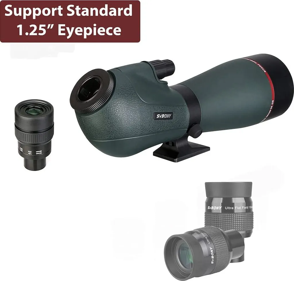 Svbony SV406P ED Spektiv 20-60x80, Doppelter Fokus Spektive Vogelbeobachtung Austauschbares Astronomie-Okular, Wasserdichtes Bak4 Prisma Monokular Fernrohr Einsatzbereit - Image 4