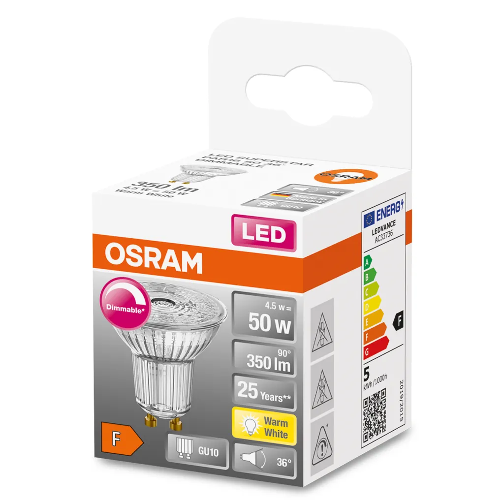 OSRAM Spot PAR16 LED 36 ° Variables Glas - 5,5 W Äquivalent 50 GU10 - Warmweiß - Image 8