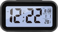 LED Wecker Digital Alarmwecker Uhr Kalender Beleuchtet Schlummerfunktion Alarm (Schwarz)