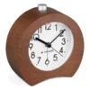 Navaris Analog Holz Wecker Mit Snooze - Retro Uhr Hufeisen Design Mit Weißem Ziffernblatt Alarm - Leise Tischuhr Ohne Ticken - Holzwecker Dunkelbraun