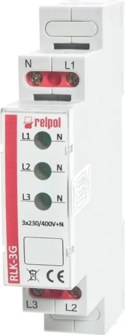 Dreiphasige Kontrollleuchten - LED: 3 X Grüne Kontrollleuchten RLK-3G RELPOL