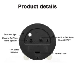 Lautloser Wecker Analog – Wecker Ohne Ticken Mit Warmem Licht - Minimalistischer Runder Leuchtender Metall-Wecker