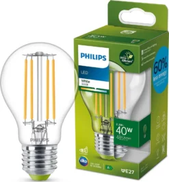 Philips LED Lampe Ersetzt 40 W, E27 Standardform A60, Klar, Warmweiß, 485 Lumen, Nicht Dimmbar, 1er Pack