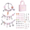 63er/set DIY Kristall Armband Bunt Kristall Perlen Schmuck Armbänder Handwerk Für Erwachsene Kinder, Bastelsets (Rosa)