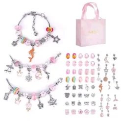 63er/set DIY Kristall Armband Bunt Kristall Perlen Schmuck Armbänder Handwerk Für Erwachsene Kinder, Bastelsets (Rosa)