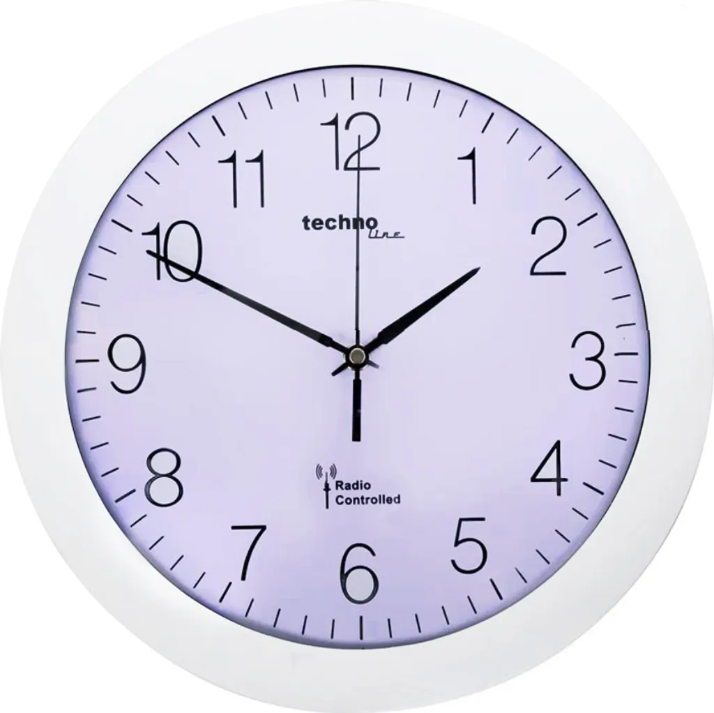 FUNK-UHR WAND-UHR TECHNOLINE WT 8000 WEIß 30CM KÜCHEN-UHR BAHNHOFS-UHR RUND/ Mit Batterie - Image 2