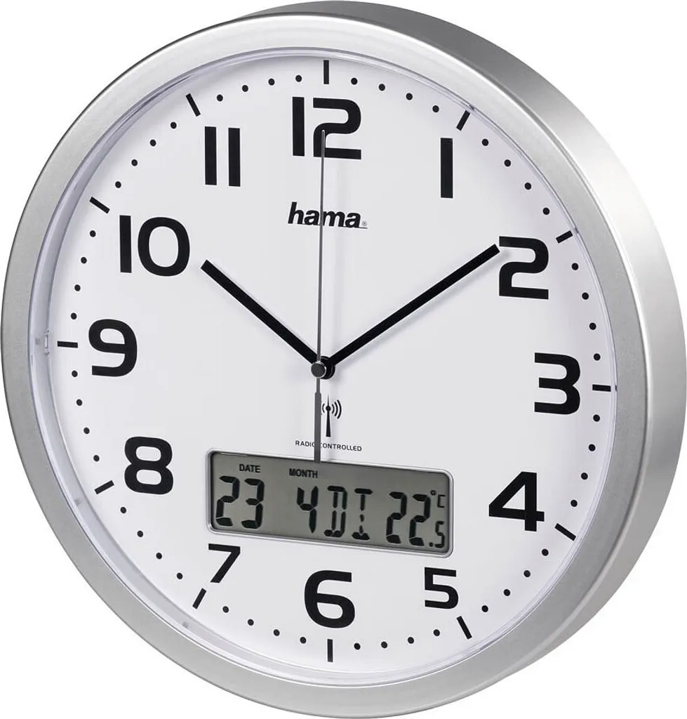 Hama Funkuhr Extra 00186333 Datum Temperatur Silber - Image 2